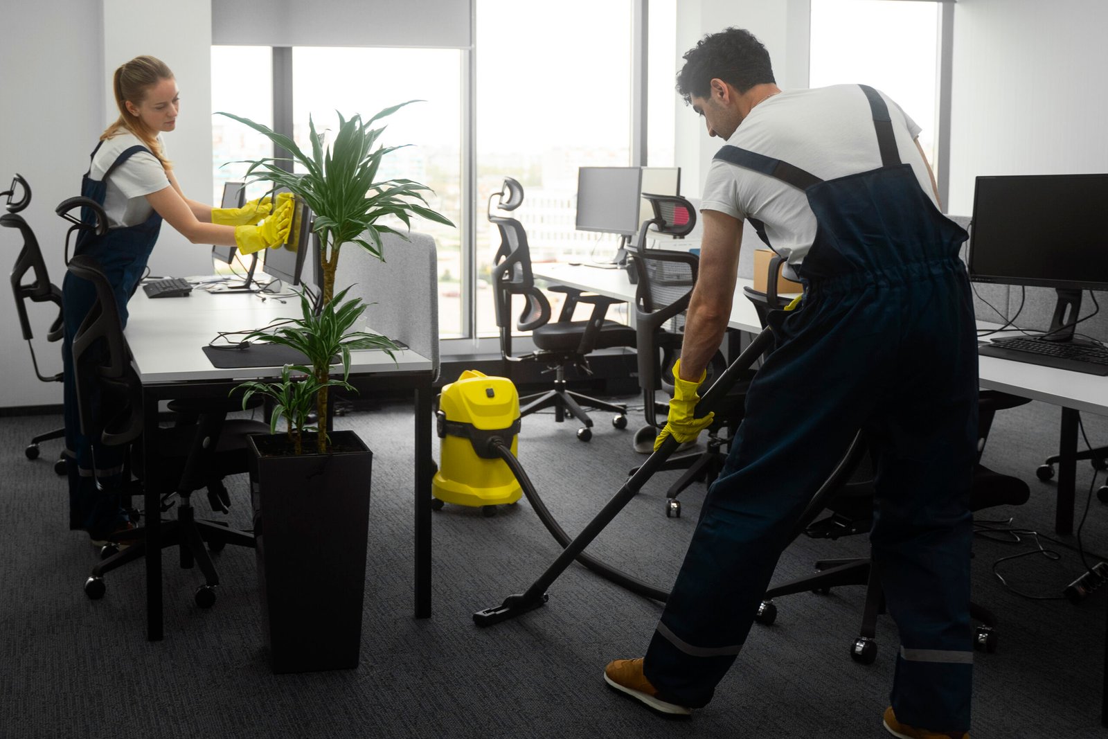 Full Shot People Cleaning Office Scaled